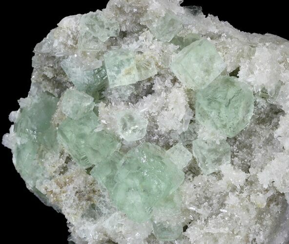 Sea Green Fluorite on Bed Of Quartz - China #32489